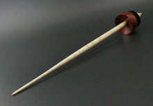 Load image into Gallery viewer, Teacup spindle in hand dyed maple burl and curly maple