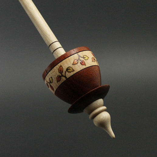 Teacup spindle in padauk and curly maple