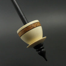 Load image into Gallery viewer, Teacup spindle in holly, amboyna burl, and frogwood