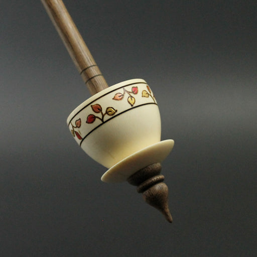 Teacup spindle in holly and walnut