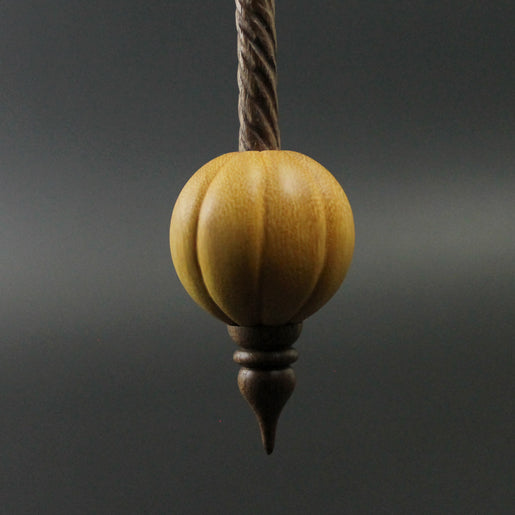 Pumpkin bead spindle in osage orange and walnut