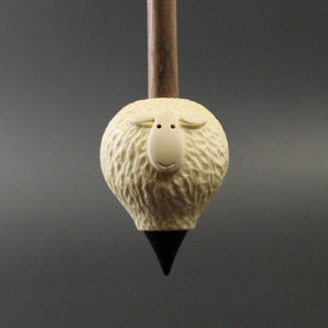 Sheep support spindle in holly and walnut (<font color="red"<b>RESERVED</b></font> for Lulu)