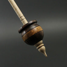 Load image into Gallery viewer, Cauldron spindle in East Indian rosewood, amboyna burl, and curly maple