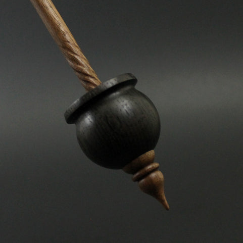 Cauldron spindle in bog oak and walnut