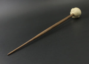 Sheep support spindle in holly and walnut