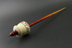 Teacup spindle in holly and hand dyed curly maple