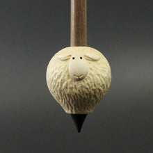 Load image into Gallery viewer, Sheep support spindle in holly and walnut (&lt;font color=&quot;red&quot;&lt;b&gt;RESERVED&lt;/b&gt;&lt;/font&gt; for Deb)