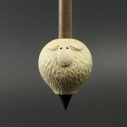 Sheep support spindle in holly and walnut (<font color=