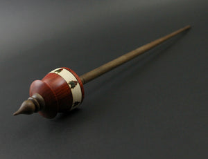 Teacup spindle in redheart, holly, and walnut