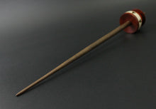 Load image into Gallery viewer, Teacup spindle in redheart, holly, and walnut