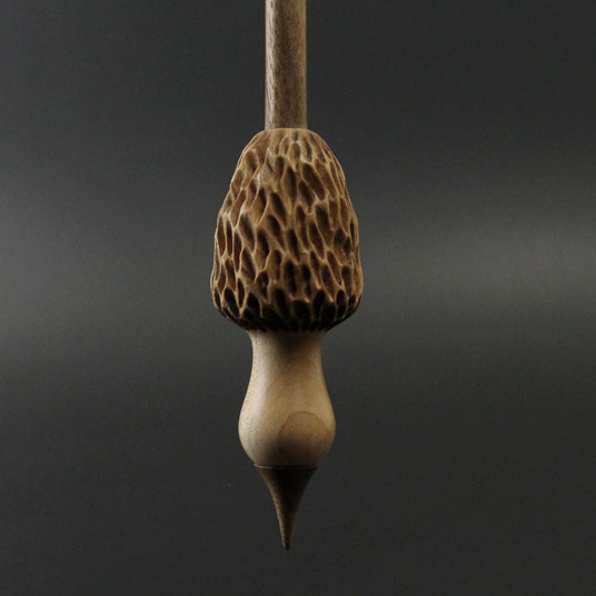 Mushroom support spindle in maple and walnut