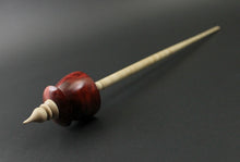 Load image into Gallery viewer, Teacup spindle in hand dyed maple burl and curly maple