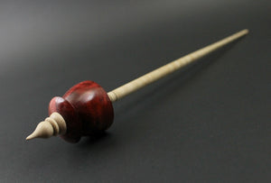 Teacup spindle in hand dyed maple burl and curly maple