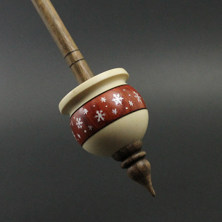 Cauldron spindle in redheart, holly, and walnut