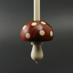 Mushroom support spindle in redheart and holly