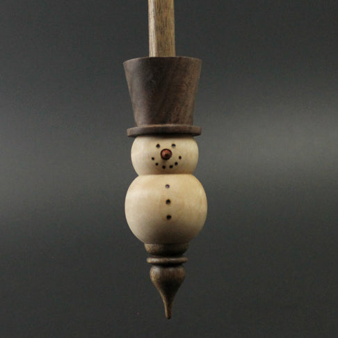 Snowman support spindle in curly maple and walnut