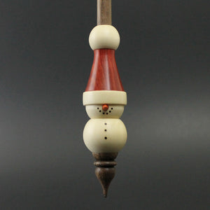 Snowman support spindle in holly, redheart, and walnut