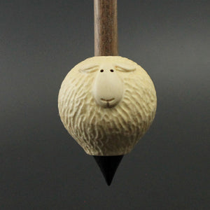 Sheep support spindle in holly and walnut (<font color="red"<b>RESERVED</b></font> for Katrin)