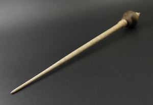 Owl bead spindle in walnut and curly maple