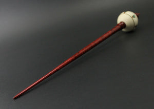 Bead spindle in holly and hand dyed curly maple