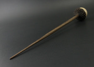 Acorn support spindle in curly maple and walnut