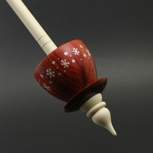 Teacup spindle in redheart and holly