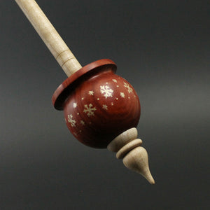 Cauldron spindle in redheart and curly maple