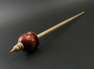 Cauldron spindle in redheart and curly maple