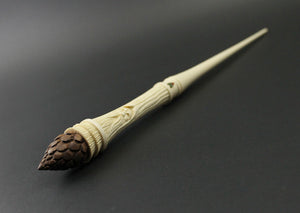 Holly King wand spindle in holly and walnut (<font color="red"<b>RESERVED</b></font> for Ann)