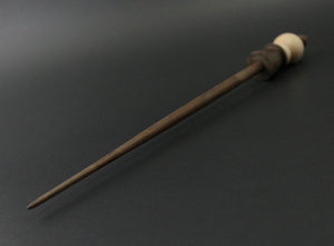 Snowman support spindle in curly maple and walnut