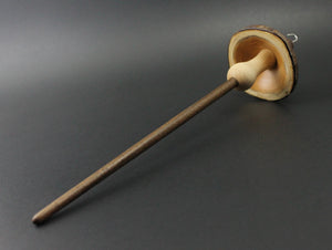 Drop spindle in Pacific yew, curly maple, and walnut (<font color="red"<b>RESERVED</b></font> for JJ)