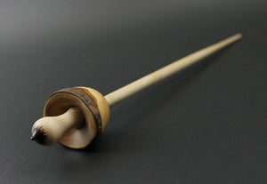 Mushroom support spindle in Pacific yew, curly maple, and walnut