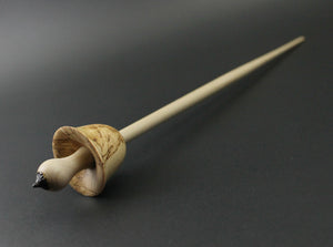 Mushroom support spindle in Karelian birch and curly maple