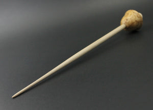 Mushroom support spindle in Karelian birch and curly maple