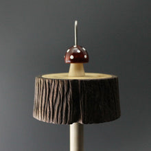 Load image into Gallery viewer, Toadstool stump drop spindle in walnut and curly maple