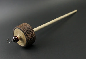 Toadstool stump drop spindle in walnut and curly maple