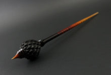 Load image into Gallery viewer, Dragon egg bead spindle in Indian ebony and hand dyed curly maple