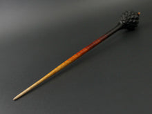 Load image into Gallery viewer, Dragon egg bead spindle in Indian ebony and hand dyed curly maple