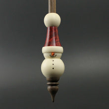 Load image into Gallery viewer, Snowman support spindle in holly, hand dyed birdseye maple, and walnut