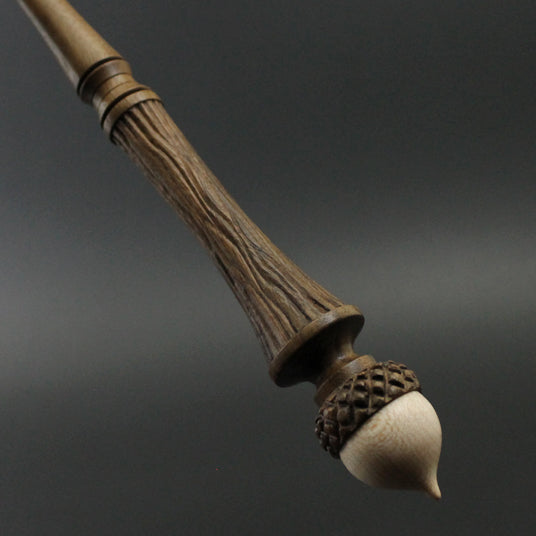 Wand spindle in walnut and curly maple