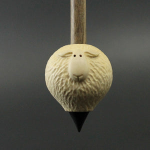Sheep support spindle in holly and walnut (<font color="red"<b>RESERVED</b></font> for Denise)