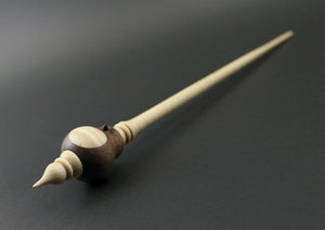 Owl bead spindle in walnut and curly maple