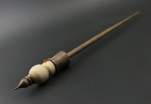 Snowman support spindle in curly maple and walnut