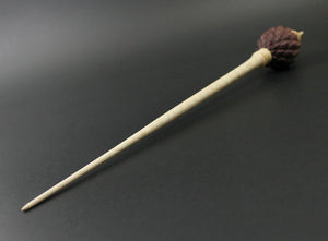 Dragon egg bead spindle in purpleheart and curly maple