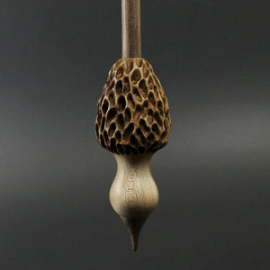 Mushroom support spindle in maple and walnut