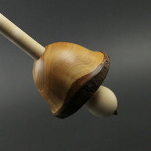 Load image into Gallery viewer, Mushroom support spindle in Pacific yew and curly maple