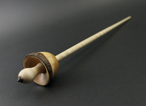 Mushroom support spindle in Pacific yew and curly maple