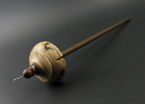 Drop spindle in mappa burl and walnut