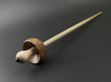 Load image into Gallery viewer, Mushroom support spindle in thuya burl and curly maple