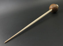 Load image into Gallery viewer, Mushroom support spindle in thuya burl and curly maple